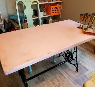 A table leaf repurposed as a desk, finds a new purpose just as we do when we walk with our faithful God and He puts us back together.