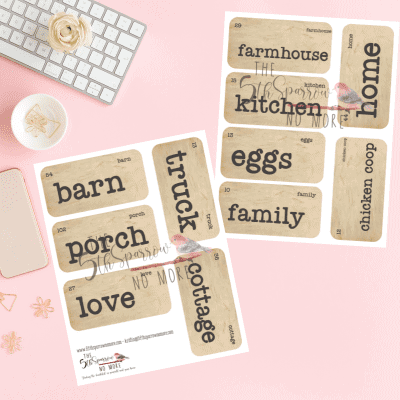 The Farmhouse Love Digital Vintage Flashcards is a printable set of eleven spring and garden themed flashcards for home décor and paper crafts.