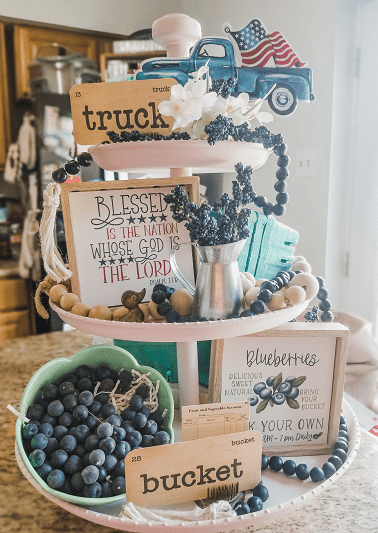 Red White and Blueberry Tiered Tray