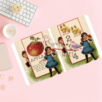 Back To School Vintage Digital Flashcards