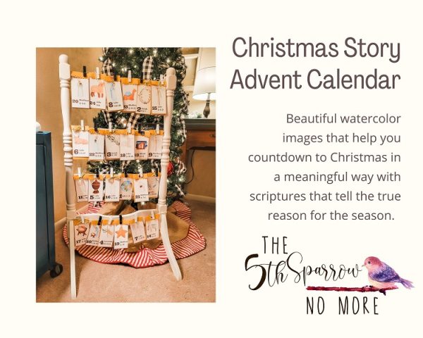 The Christmas Story Advent Calendar Printable is made with beautiful watercolor images and scriptures to share the Christmas story with your family.