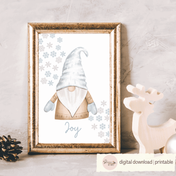 Adorable gnome printable art available for your Christmas decor or for gift giving.