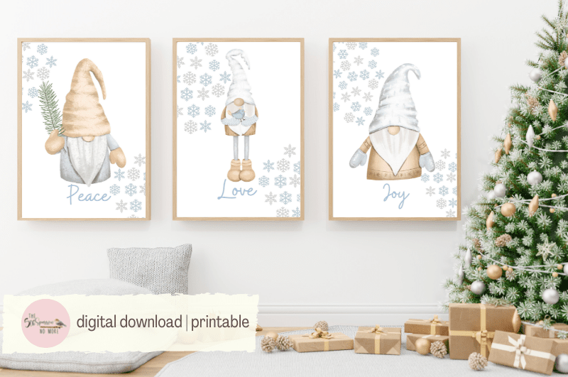 Adorable gnome printable art available for your Christmas decor or for gift giving.