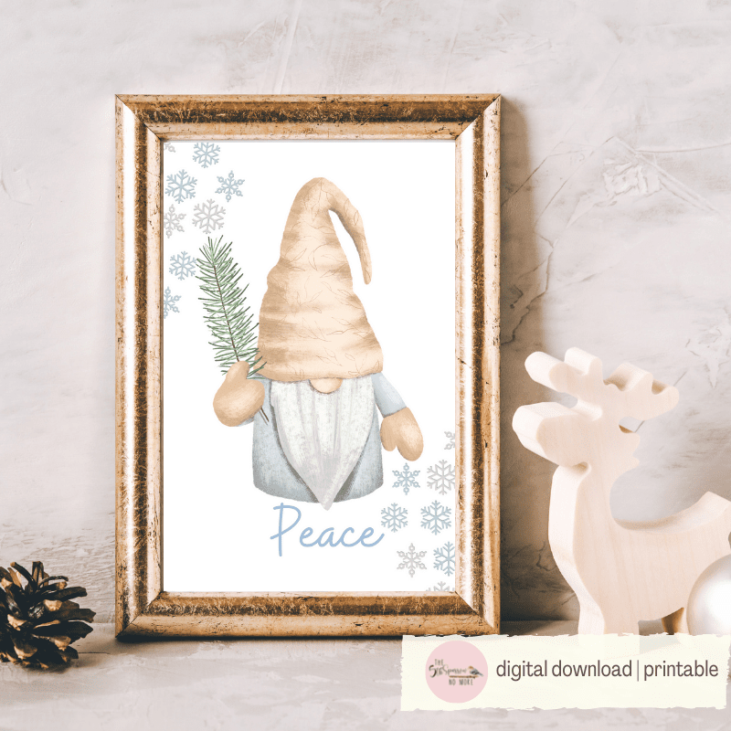 Christmas Gnome Peace Wall Art for decor or for gift giving.