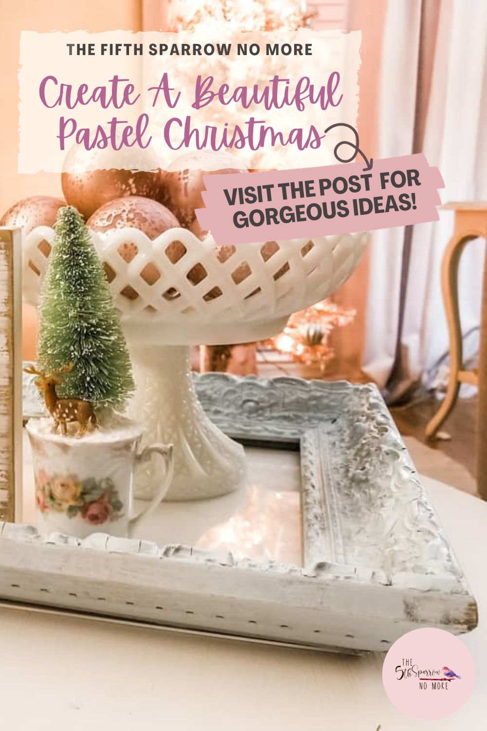 Create a merry and vintage pastel Christmas with the colors pink, sage green, and tarnished silver and gold.