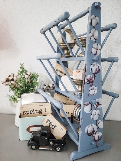Upcycle and repurpose a magazine rack with Dixie Belle paint and transfers