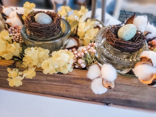 spring Centerpiece in a dough bowl