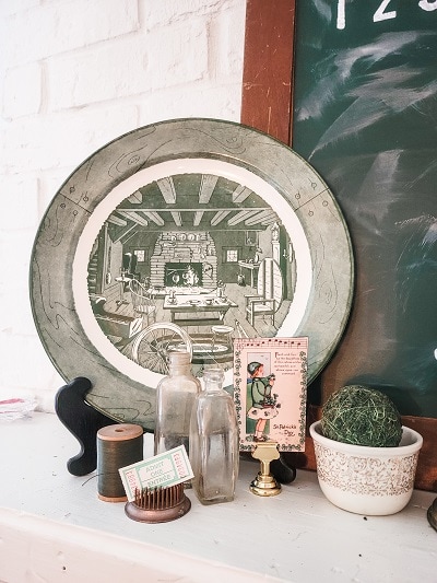 vintage farmhouse St. Patrick's Day mantel