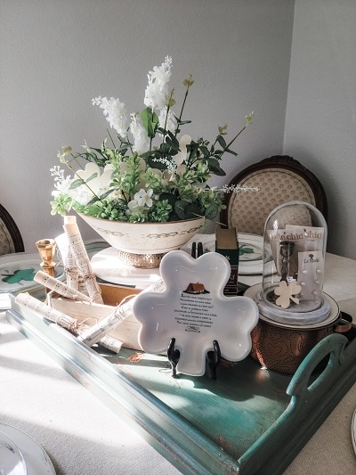 vintage farmhouse St. Patrick's Day tablescape