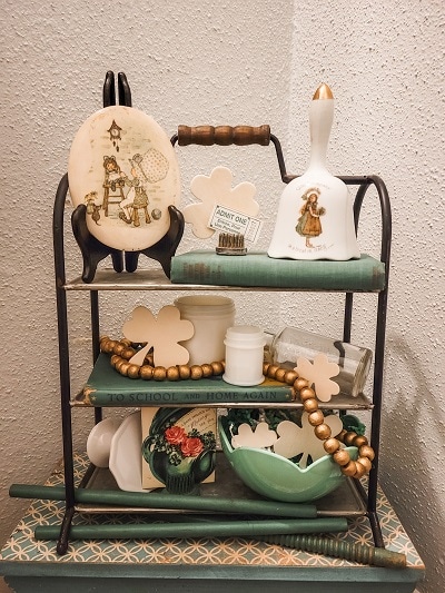 vintage farmhouse St. Patrick's Day tiered tray