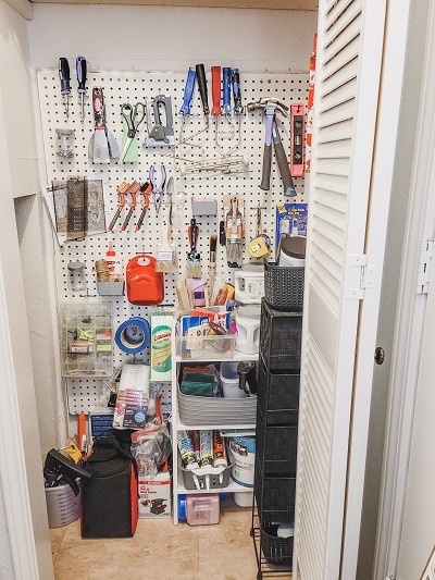tool storage with pegboard
