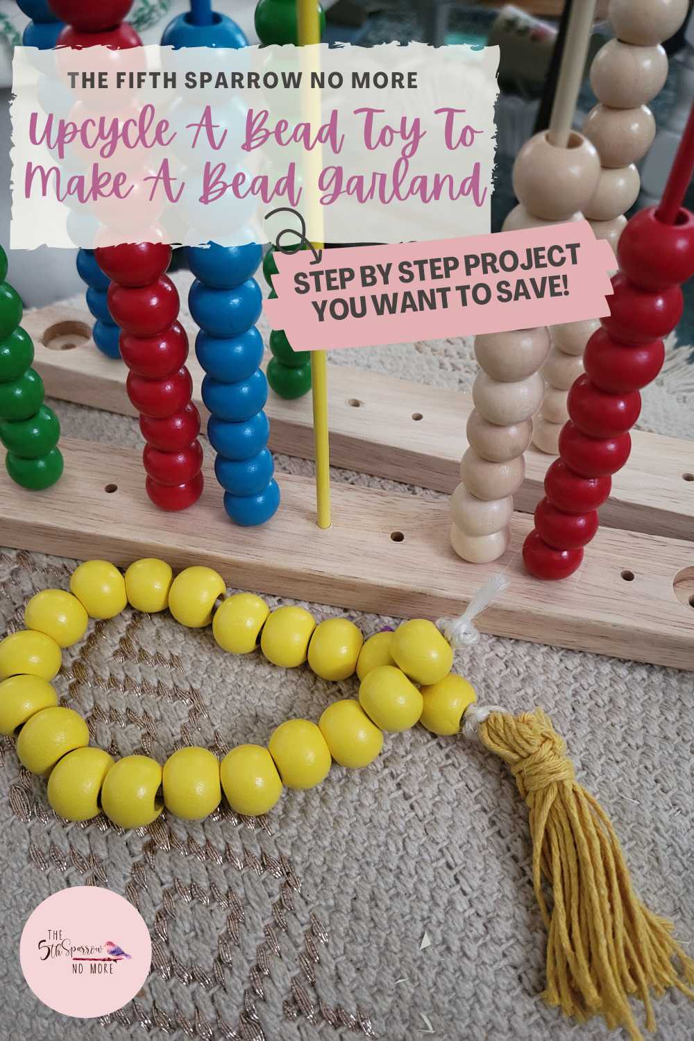 upcycle a bead toy to make a bead garland.