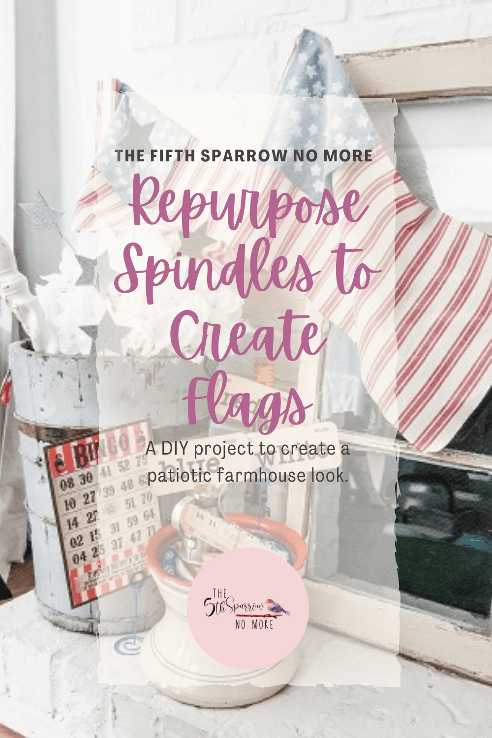 Crete American Flags With Spindles