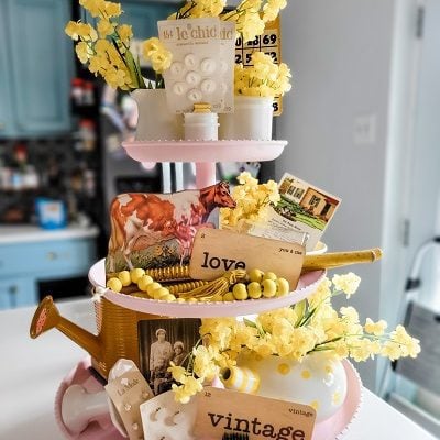 Summer vintage Farmhouse Tiered Tray