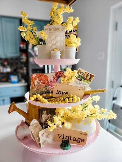 Summer vintage Farmhouse Tiered Tray