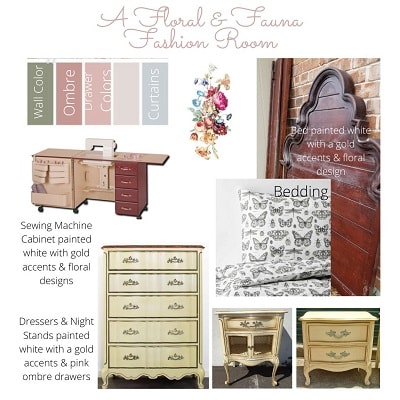 Ombre furniture and sewing vignettes
