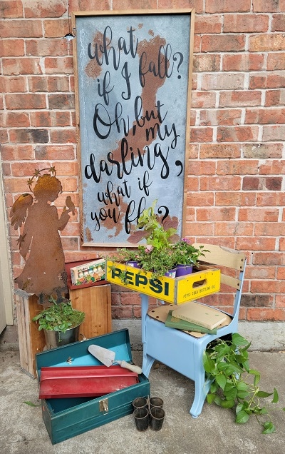 vintage school desk easily repurposed for your plants