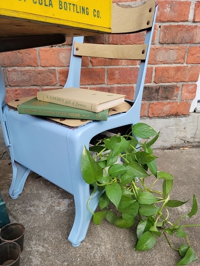 vintage school desk easily repurposed for your plants