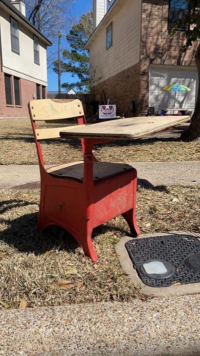 vintage school desk easily repurposed