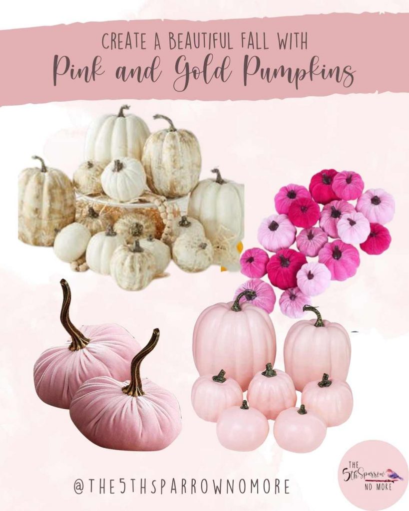 Shopping choices for pink and gold pumpkins