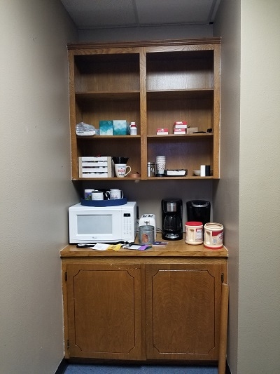 conference room with coffee bar makeover