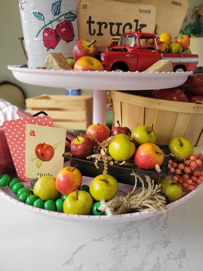 vintage apple tiered tray