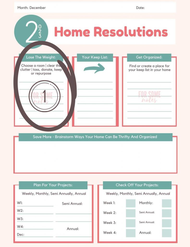 New Year's Resolutions For Your Home free printable