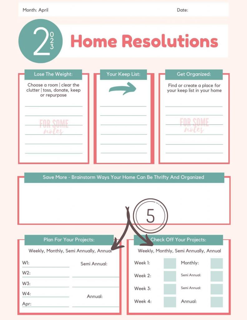 New Year's Resolutions For Your Home free printable