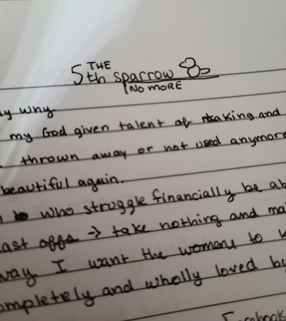 Why The Sparrow? Do you feel like "THE FIFTH SPARROW", feeling worthless? The four were bought, the fifth was free. Know you're the fifth sparrow no more. 