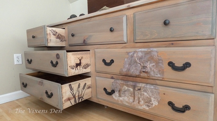 Natural dresser with deer and nature transfers