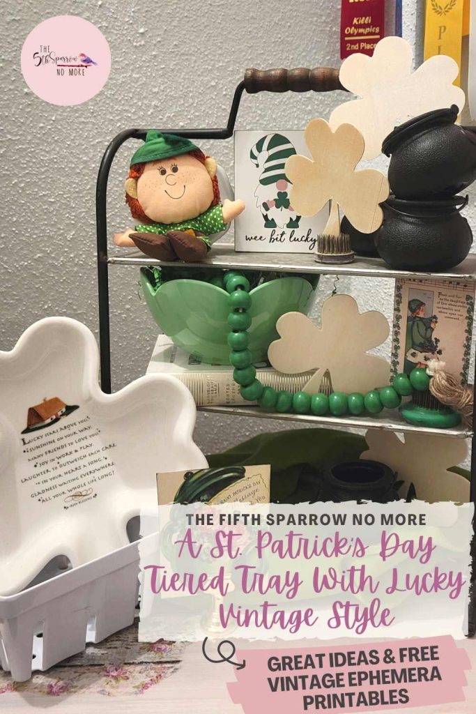 Create a St. Patrick's Day tiered tray with lucky vintage style with these ideas and using green and white holiday themed and everyday pieces.