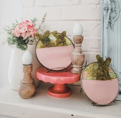How do easily decorate a beautiful Easter mantel for Spring time? With cheerful pastel colors, bunnies, flower and more.