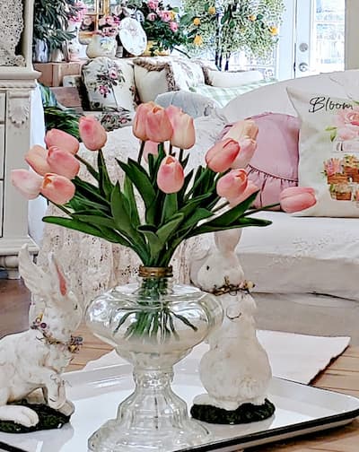 Featured Project Repurposed Oil Lamp to Vase With Tulips