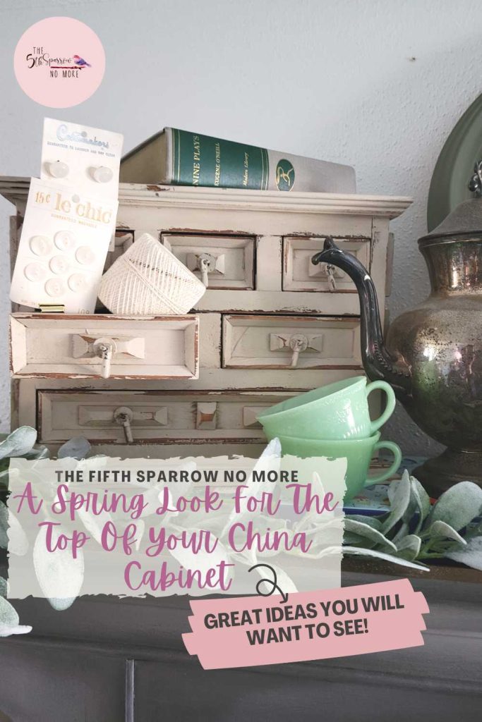 This is what to know to create a spring look for the top of your china cabinet, use these ideas above armoires, bookcases, and hutches.