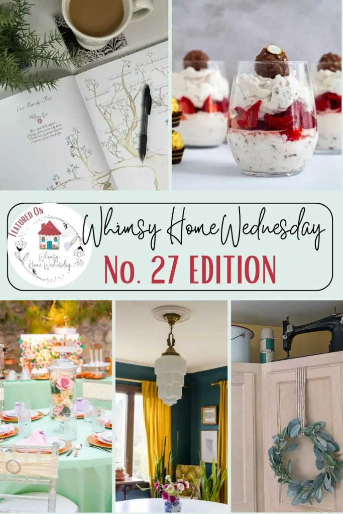 Join us on Whimsy Home Wednesday Blog Link Party No. 27 and see host projects, the features from the previous week and link up your posts!