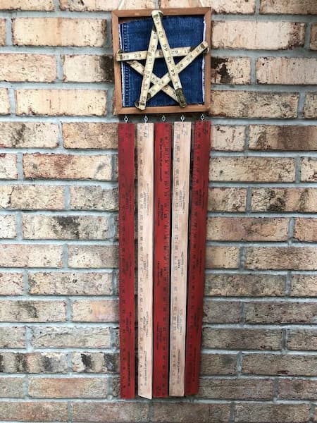 Patriotic wall hanger made with rulers