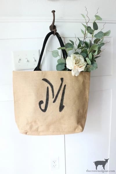 Brown tote bag with m monogram