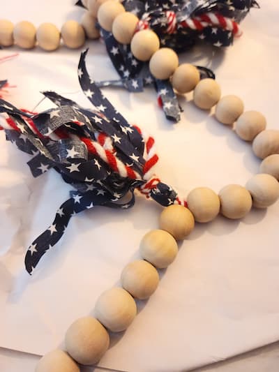 Wood Bead Garland with patriotic tassel