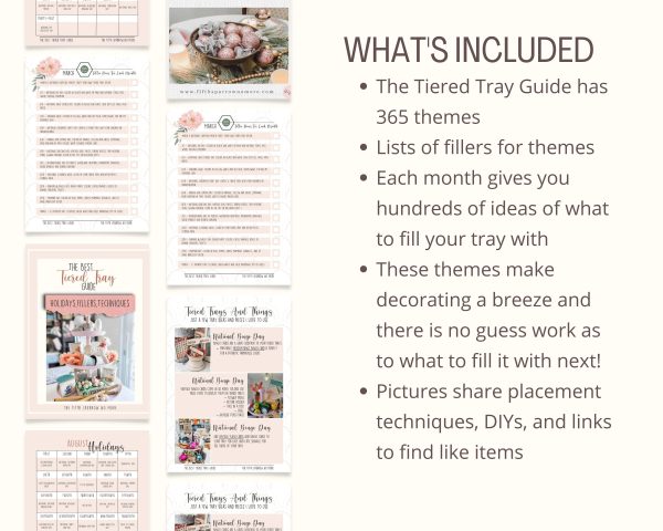 The Best Tiered Tray Guide is the best ever - 365 tiered tray themes, hundreds of filler ideas, and pictures to share placement techniques, DIYs and more.