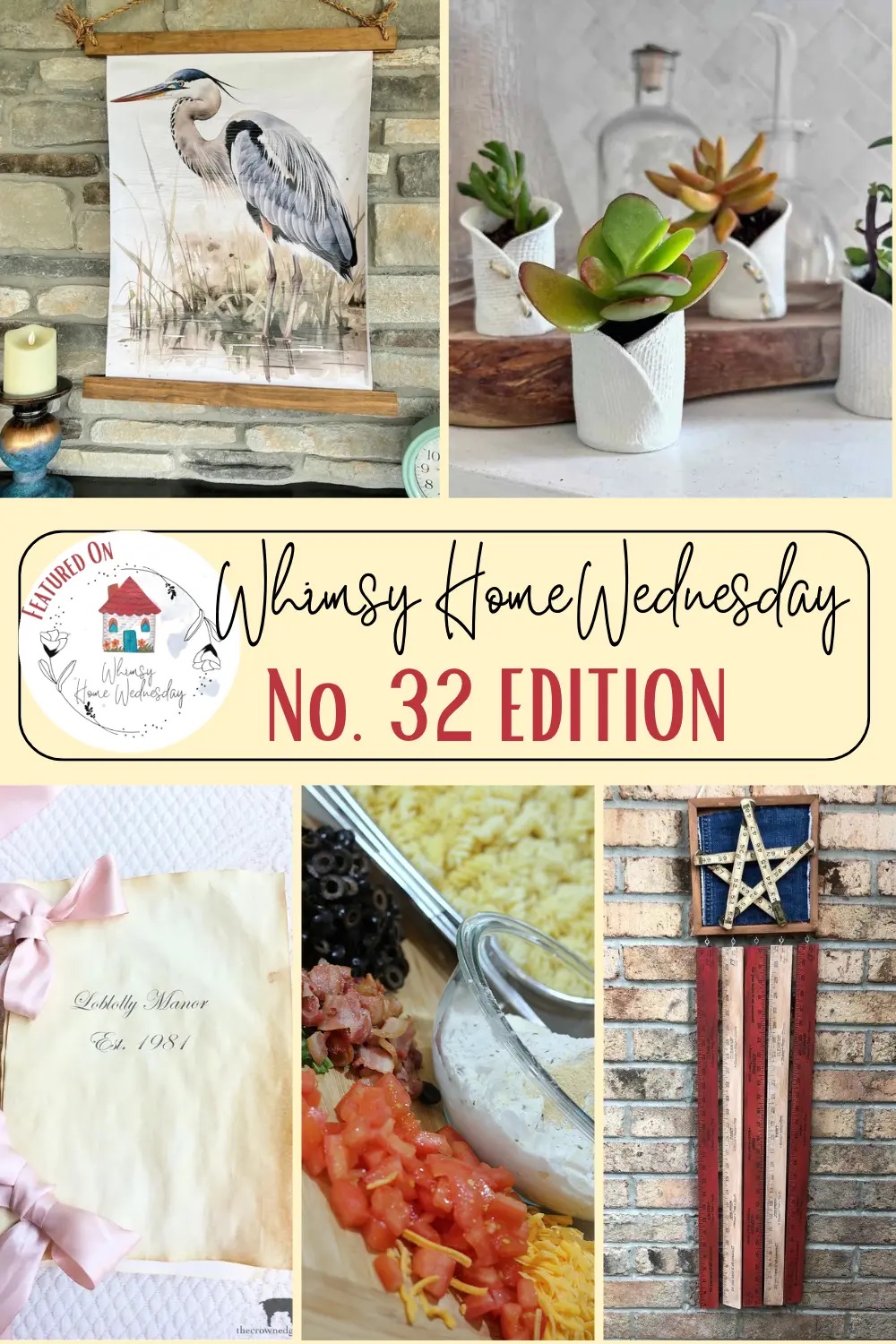Join us on Whimsy Home Wednesday Blog Link Party No. 32 and see host projects, the features from the previous week and link up your posts!