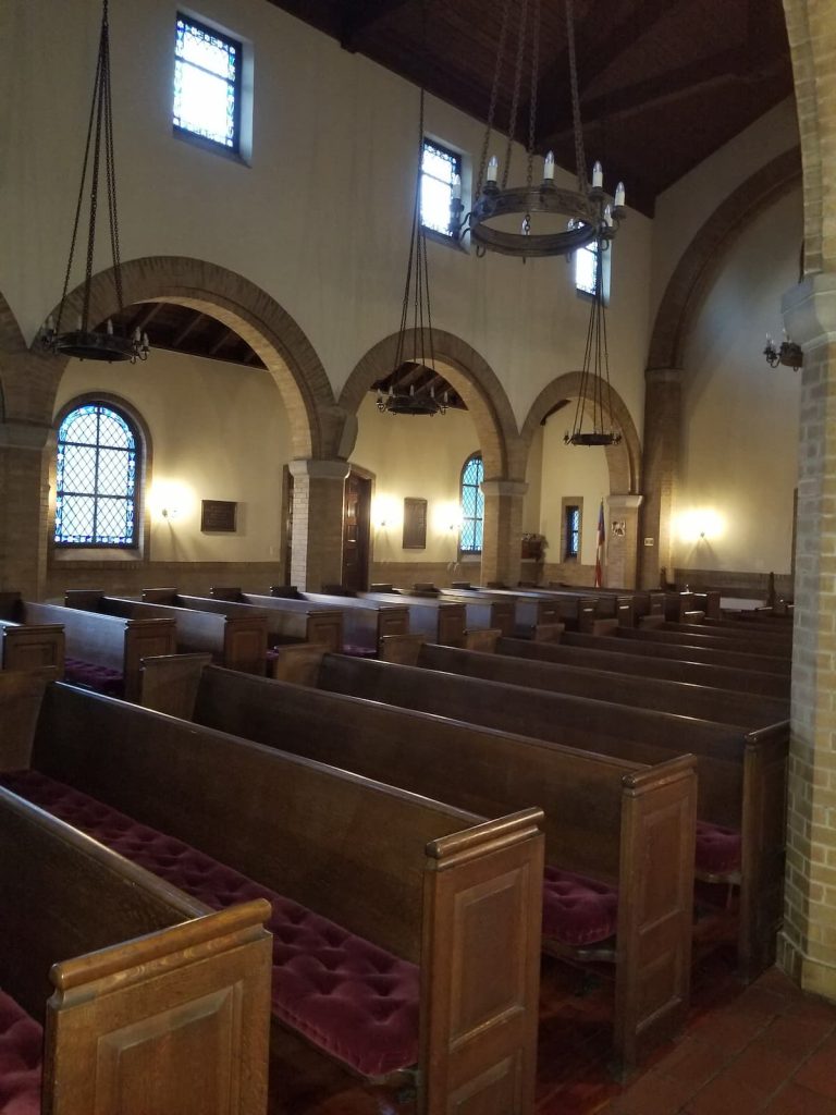 Inside of Laurel's Church on Historic district walking tour