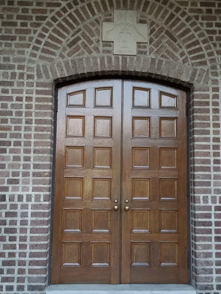 Church doors on Laurel's Historic district walking tour