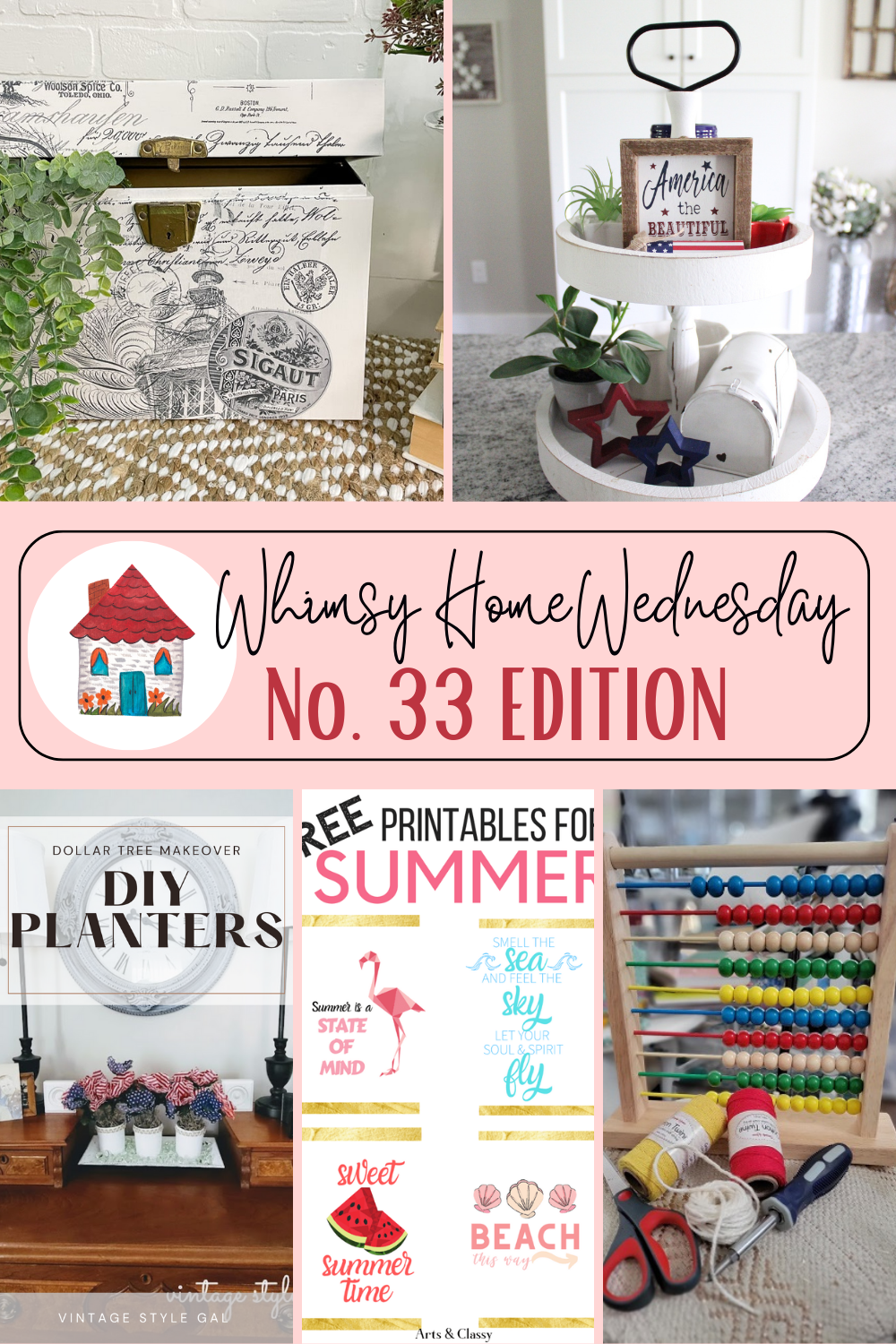 Join us on Whimsy Home Wednesday Blog Link Party No. 33 and see host projects, the features from the previous week and link up your posts!