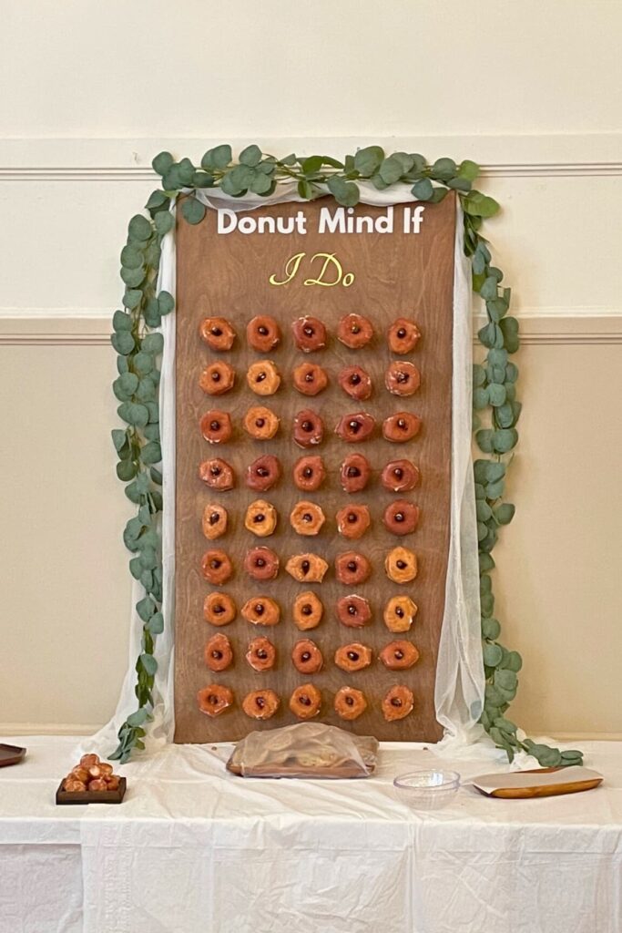 brown donut wall with greenery