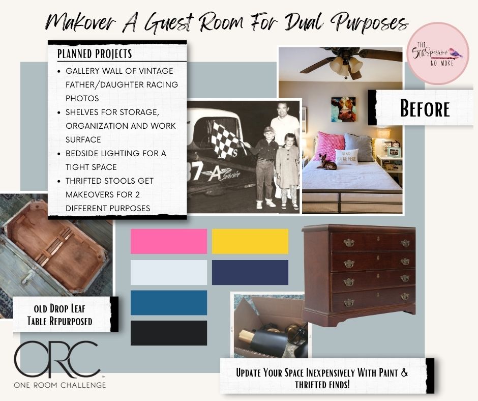 Mood board for one room challenge guest room