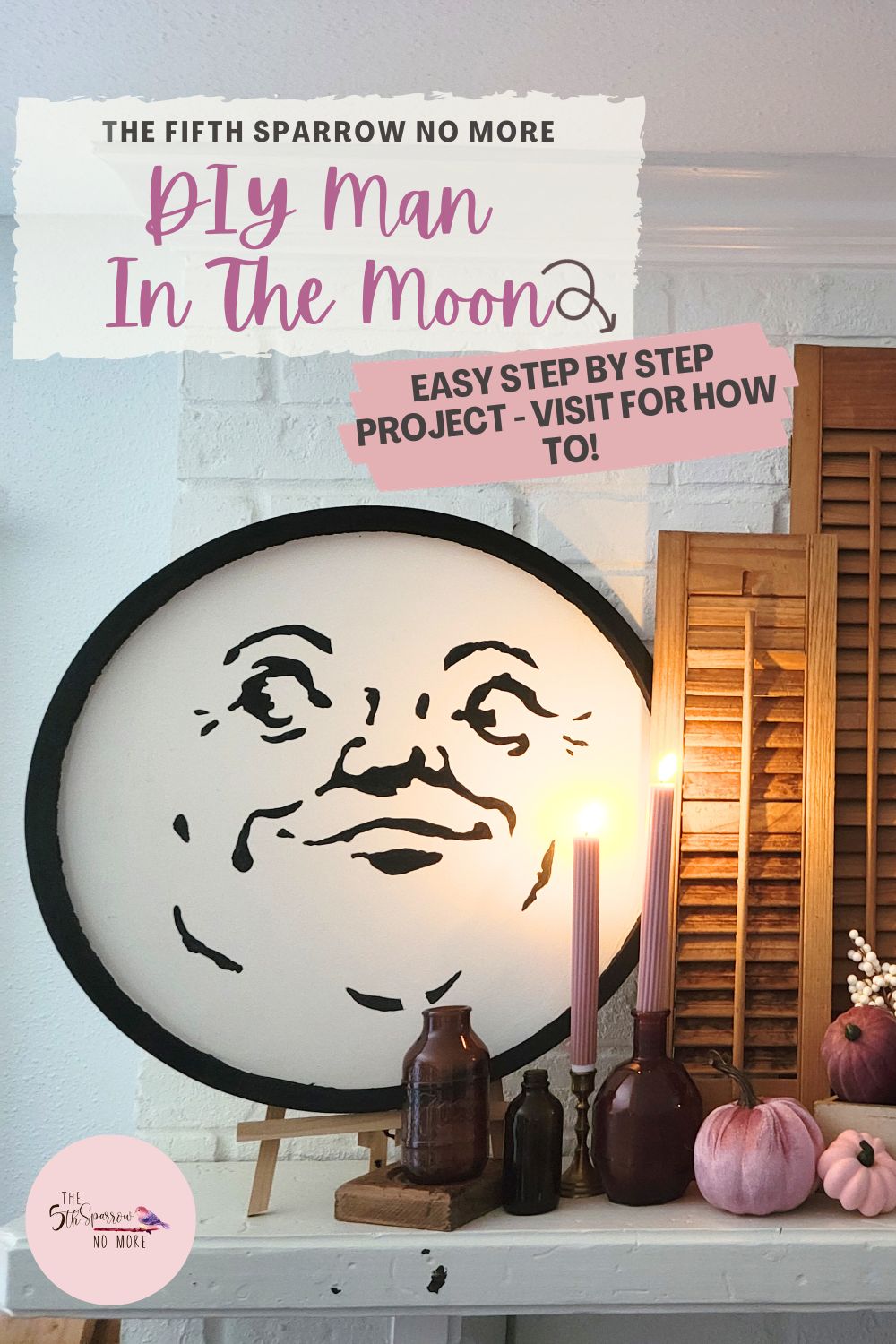 This is a simple process to DIY your own vintage man in the moon sign. This project is quick and makes such a big impact on my fall mantle.
