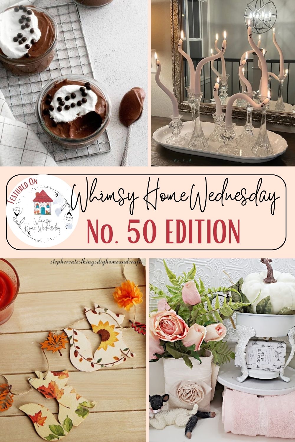 Join us on Whimsy Home Wednesday Blog Link Party No. 50 and see host projects, the features from the previous week and link up your posts!