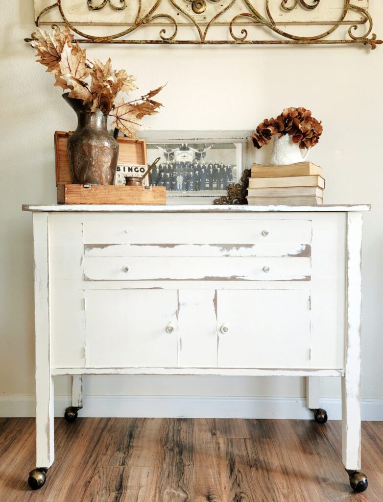 white painted furniture piece