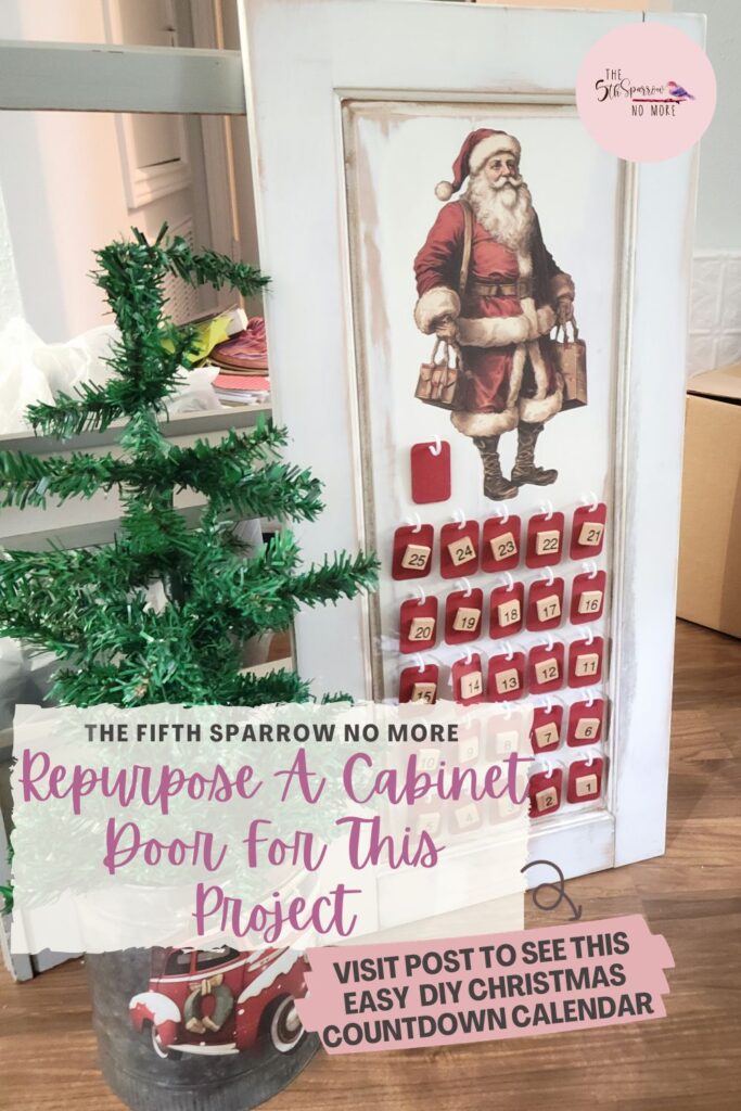 This is a simple advent calendar project using a few supplies and a cabinet door to repurpose for the best Christmas countdown calendar.