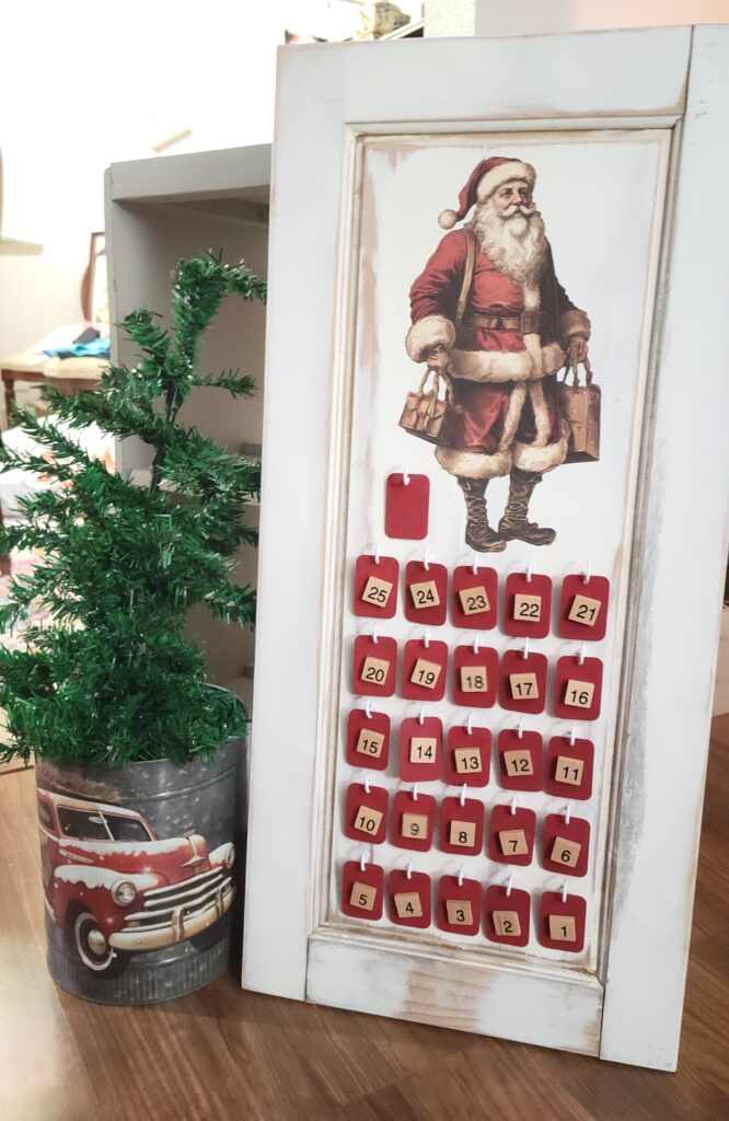 Cabinet Door Repurposed Into Countdown Calendar